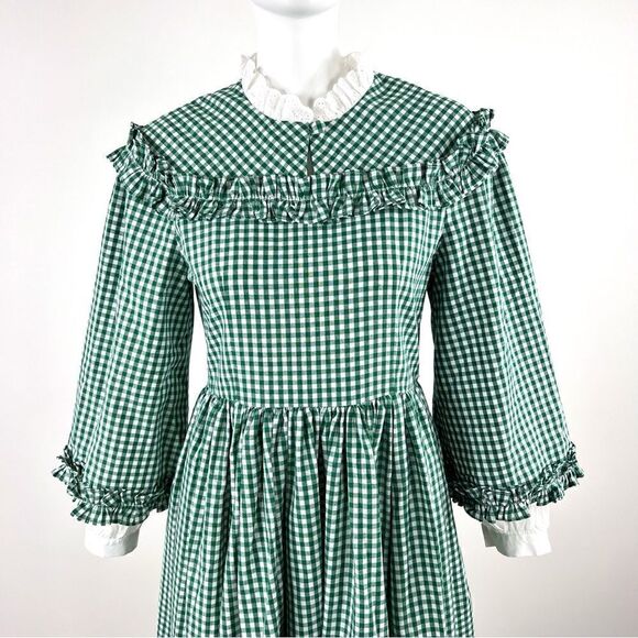 Victorian Choice Dickens Christmas Caroler Costume Civil War Pioneer Plaid Dress - Picture 4 of 8